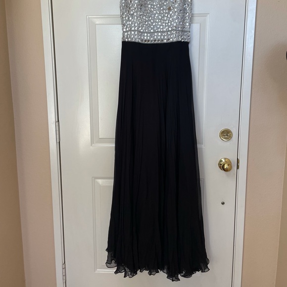 Scala Silver Rhinestone Floor Length Gown - Picture 2 of 9